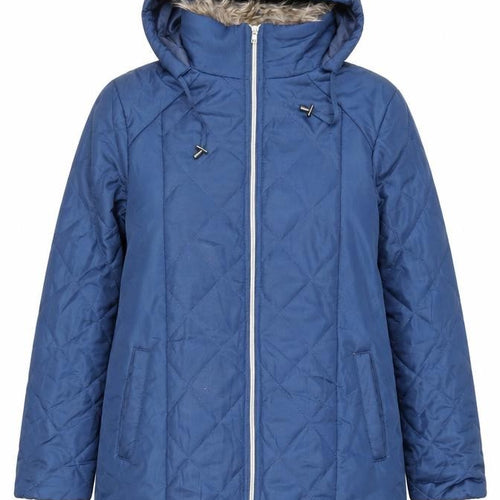 Anne De Lancay Womens Blue Quilted Coat Size S Zip