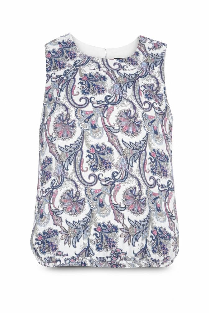 Front view of Dorothy Perkins women’s multicoloured floral 100% cotton basic blouse, size UK 10, round neck