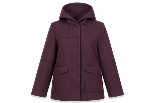 Front view of Primark women’s purple jacket, size UK 4, zip