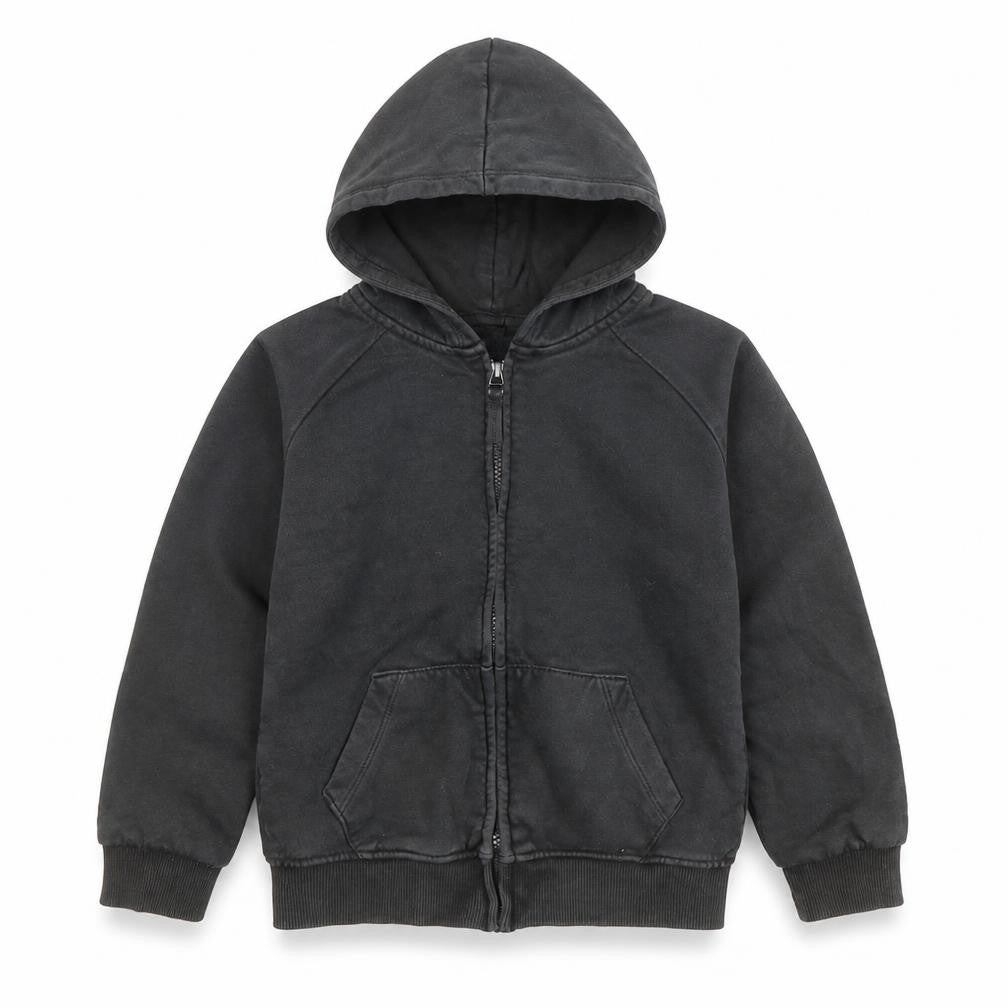 TU Boys Black Cotton Full Zip Hoodie Size 6 Years Zip