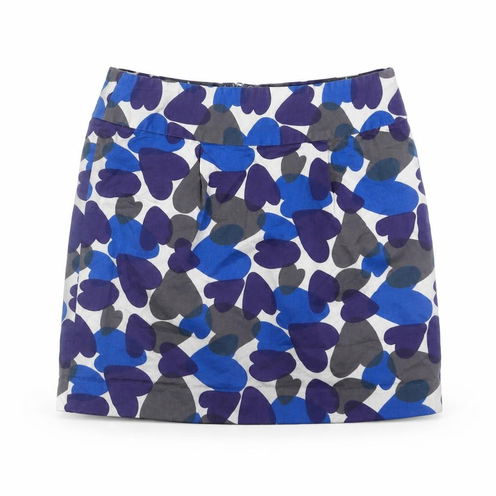 Johnie B Womens Blue Geometric Polyester Bandage Skirt Size 24 in Zip - Heart Pattern