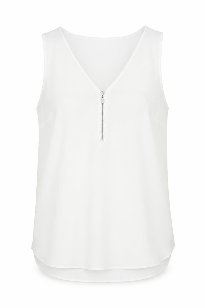 Papaya Womens White Polyester Basic Tank Size 12 V-Neck