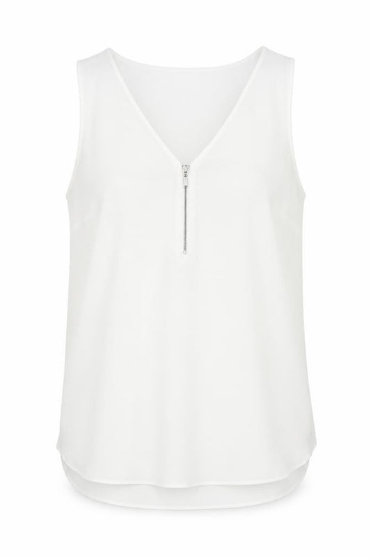 Front view of Papaya women’s white polyester basic tank, size UK 12, v-neck
