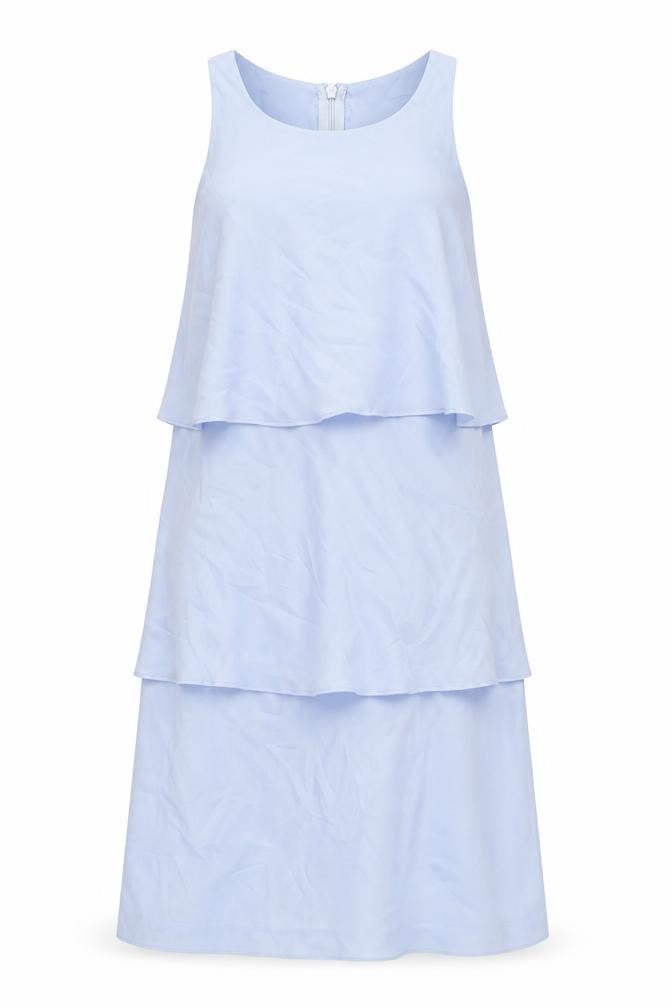 Front view of Next women’s blue polyester a-line, size UK 8, scoop neck zip - layered