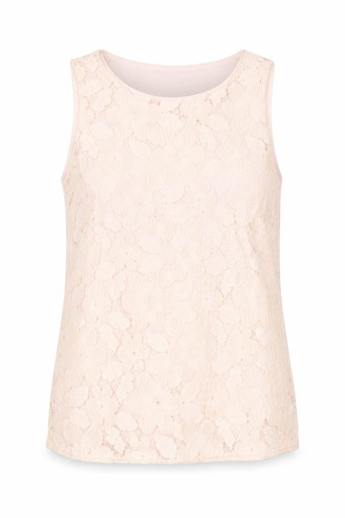 F&F Womens Pink Nylon Basic Tank Size 12 Round Neck - Lace Detail