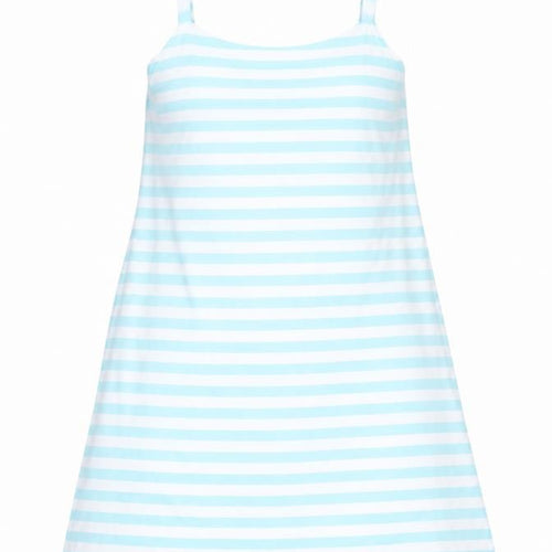 Follow That Dream Womens Blue Striped Viscose Tank Dress Size 12 V-Neck Pullover