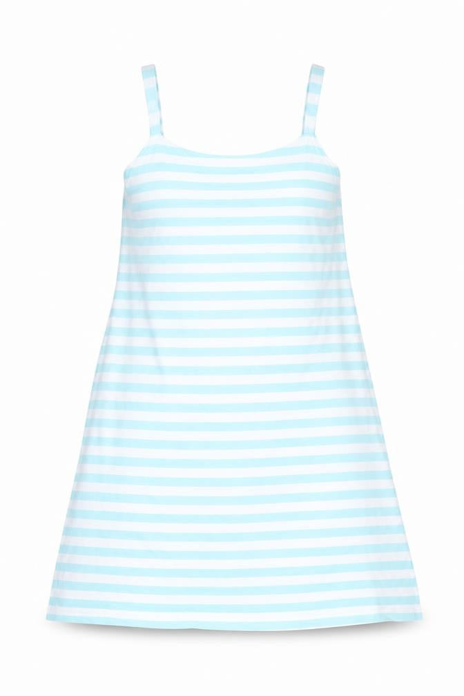 Follow That Dream Womens Blue Striped Viscose Tank Dress Size 12 V-Neck Pullover