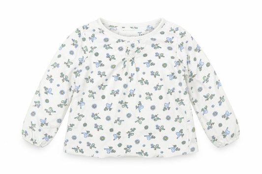 Front view of Tu girls’ white floral cotton basic t-shirt, size 6-9, months round neck pullover