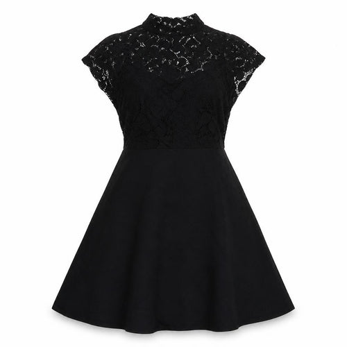 Dorothy Perkins Womens Black Polyester A-Line Size 10 Round Neck Pullover - Lace Detail