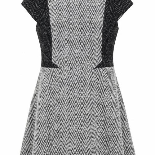 Oasis Womens Grey Geometric Cotton Fit & Flare Size 14 Round Neck Zip