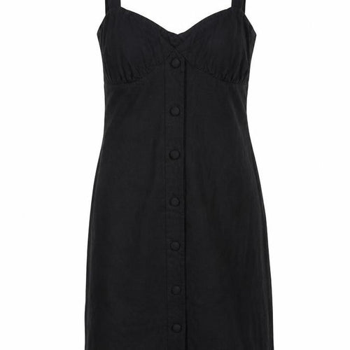 ASOS Womens Black Cotton Tank Dress Size 8 Off the Shoulder Pullover