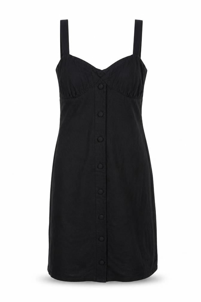 ASOS Womens Black Cotton Tank Dress Size 8 Off the Shoulder Pullover