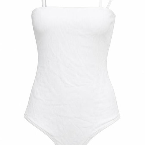 Boohoo Womens White 100% Cotton Bodysuit One-Piece Size 12 Snap