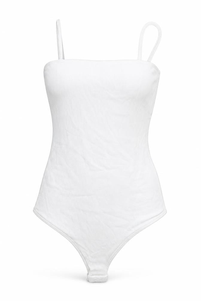 Boohoo Womens White 100% Cotton Bodysuit One-Piece Size 12 Snap