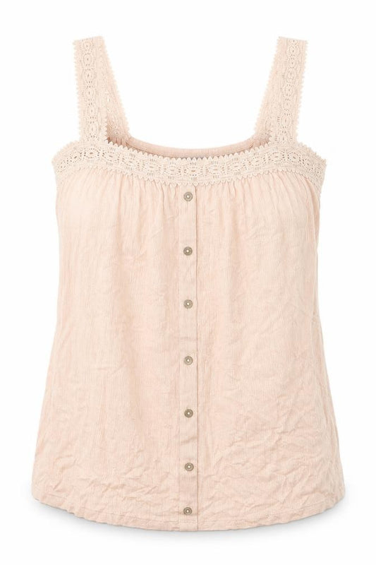 Front view of Principles women’s beige viscose basic tank, size UK 14, square neck