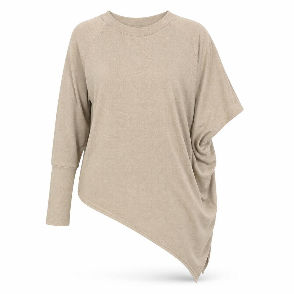 Front view of River Island women’s beige round neck polyester jumper, size UK 12