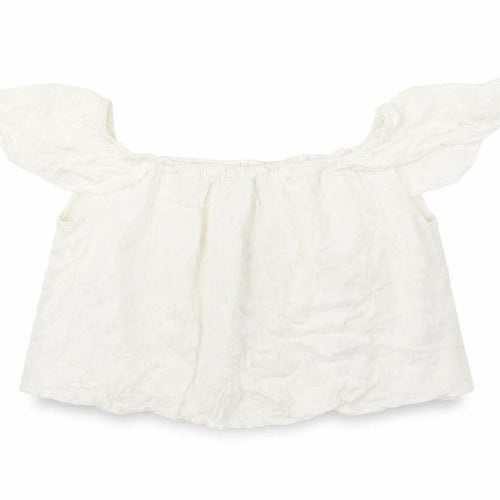 Topshop Womens Beige Viscose Cropped Blouse Size 8 Boat Neck