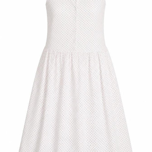 MCO Womens White Polka Dot Cotton Fit & Flare Size S V-Neck Button