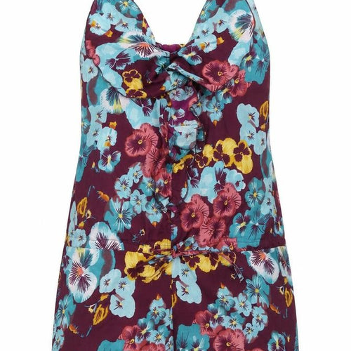 Ada Gatti Womens Purple Floral Viscose Playsuit One-Piece Size L Pullover