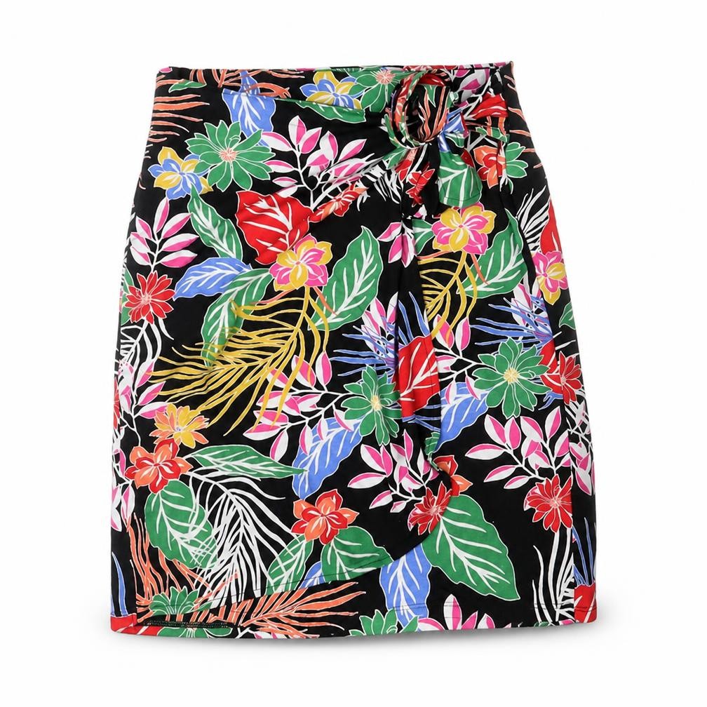 Cynthia Rowley Womens Multicoloured Floral Rayon Wrap Skirt Size M Tie