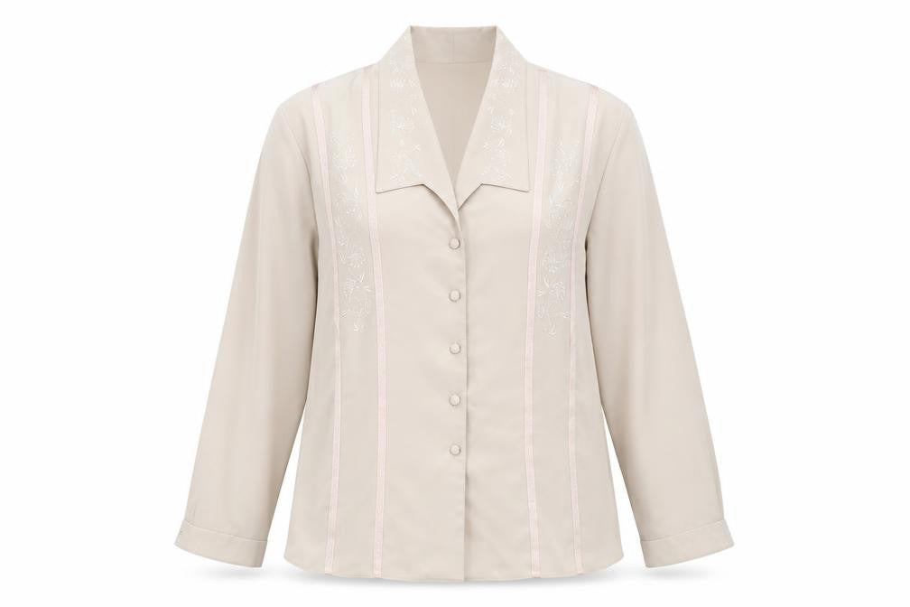 Michael Gold Womens Beige Polyester Basic Button-Up Size 18 Collared
