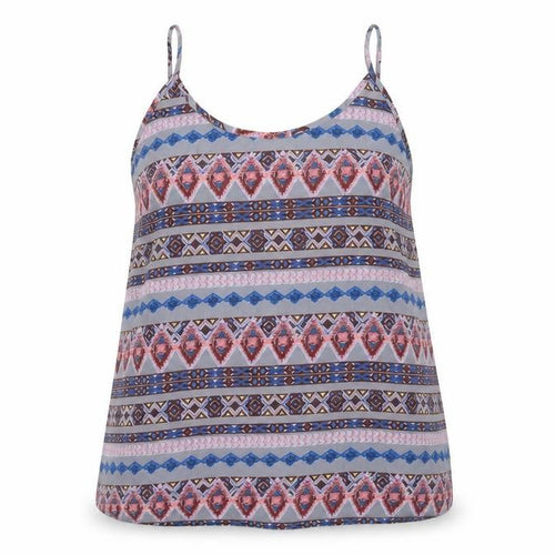 Preworn Womens Multicoloured Geometric Polyester Camisole Tank Size 2XL Scoop Neck