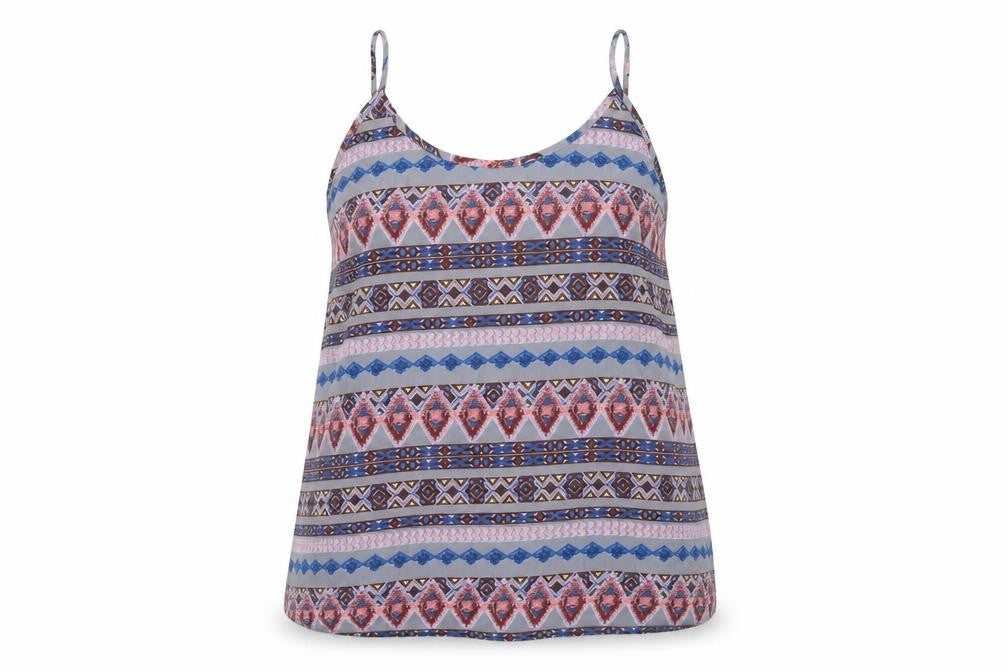 Preworn Womens Multicoloured Geometric Polyester Camisole Tank Size 2XL Scoop Neck