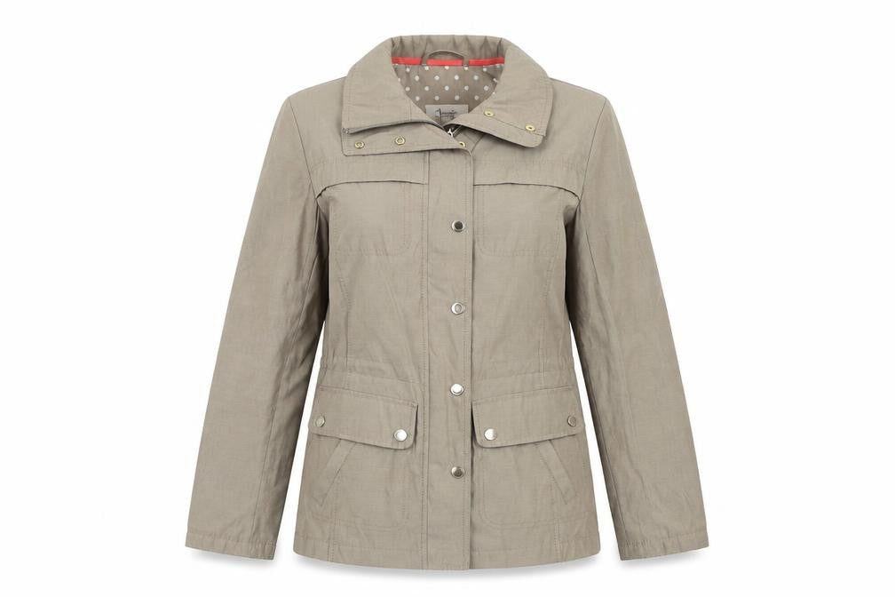 Front view of Marks & Spencer women’s brown jacket, size UK 8, zip