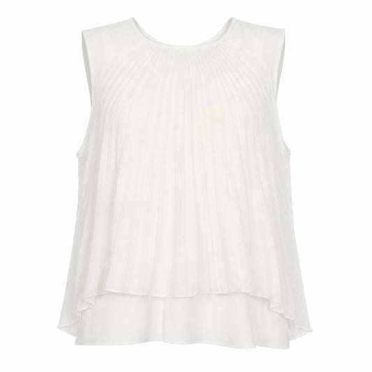 Front view of ASOS women’s white polyester basic tank, size UK 14, round neck