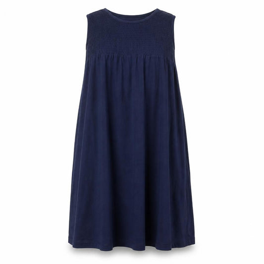 Front view of ASOS women’s blue polyester shift, size UK 12, round neck pullover