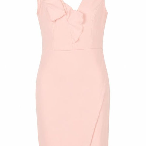 Sheilay Womens Pink Polyester Pencil Dress Size S V-Neck Zip