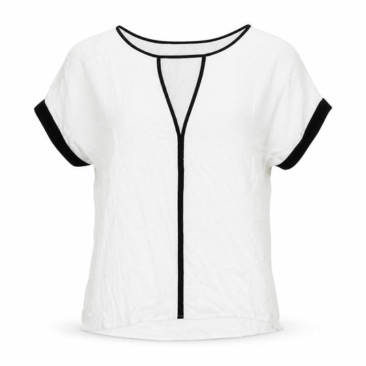 Front view of Phase Eight women’s white polyester basic t-shirt, size UK 6, boat neck