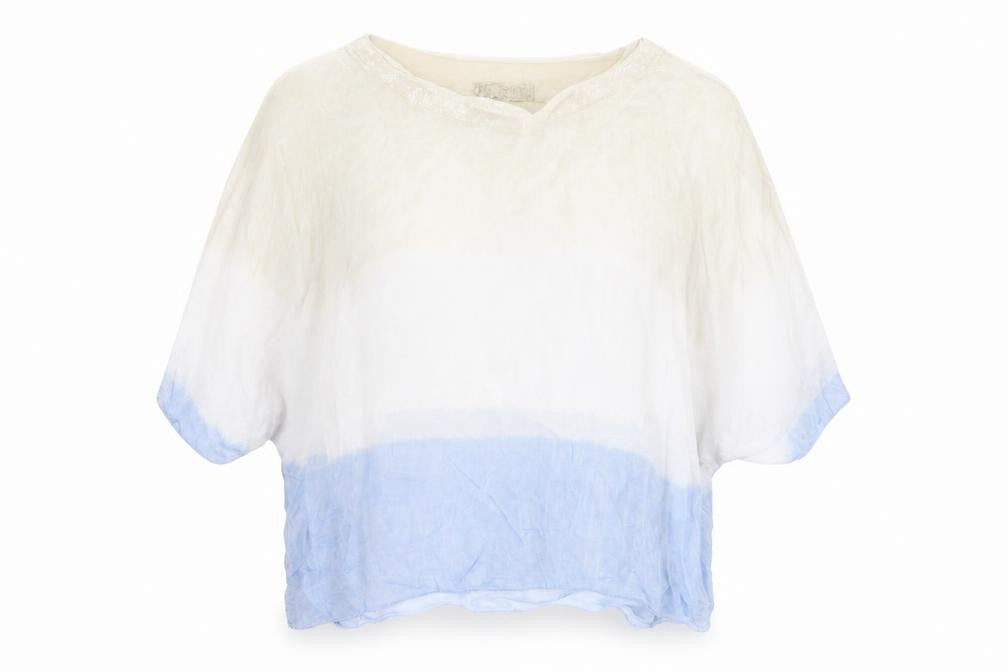 Front view of Preworn women’s multicoloured colourblock polyester basic t-shirt, size L, round neck