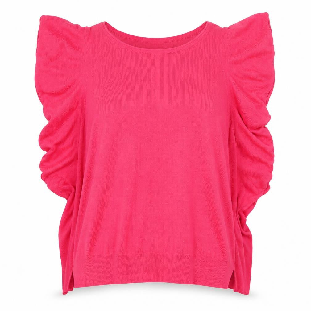 Front view of Zara women’s pink round neck viscose jumper, size M