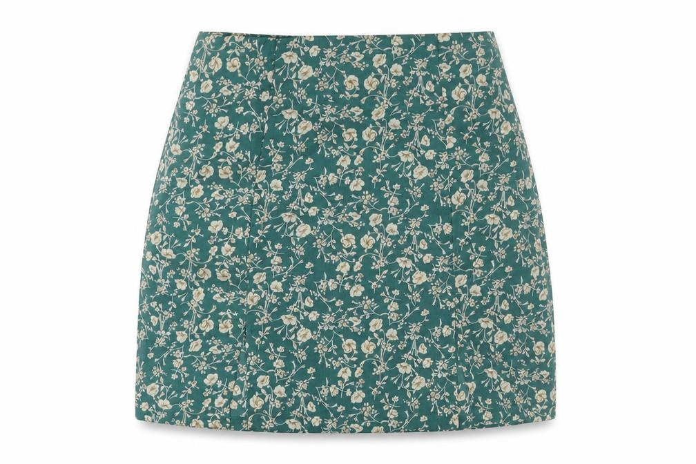 Nasty Gal Womens Green Floral Polyester Mini Skirt Size 6 Zip