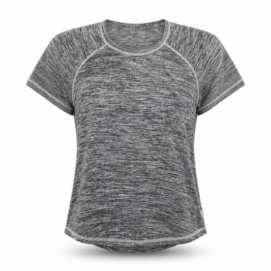 Front view of Active women’s grey polyester basic t-shirt, size L, round neck