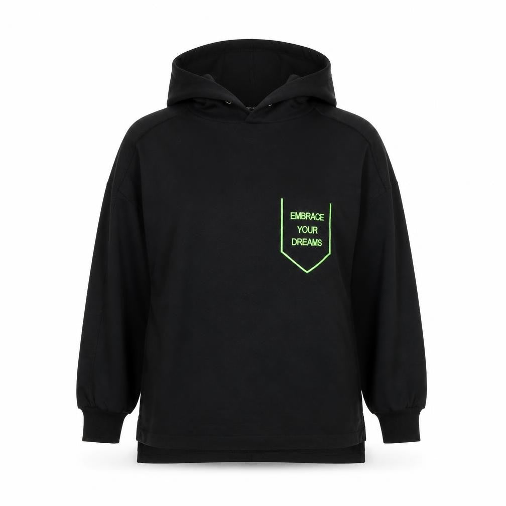 The Fancy Womens Black Polyester Pullover Hoodie Size S Pullover - Size S/M, Embrace Your Dreams