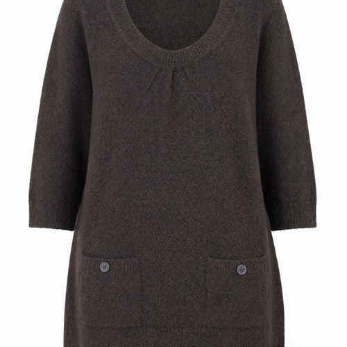 M&Co Womens Brown Scoop Neck Acrylic Tunic Jumper Size XL