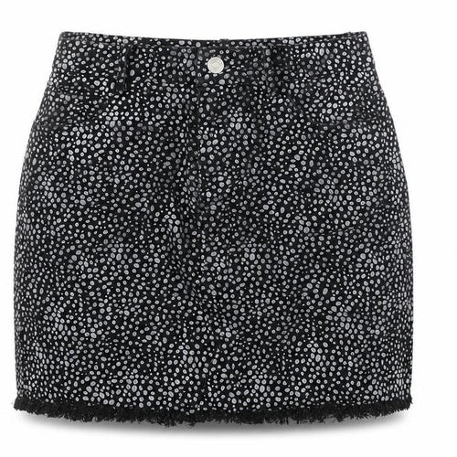 By Clara Womens Black Geometric Cotton Mini Skirt Size S Zip