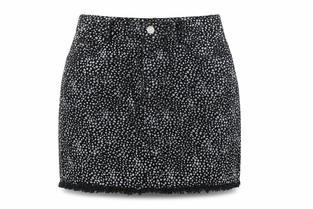 By Clara Womens Black Geometric Cotton Mini Skirt Size S Zip