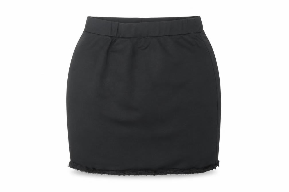 Front view of SHEIN women’s black polyester mini skirt, size L