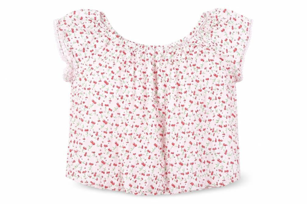 Front view of Atmosphere women’s pink floral polyester basic blouse, size UK 20, off the shoulder