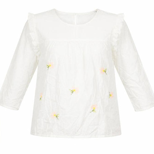 Dorothy Perkins Womens White Floral Polyester Basic Blouse Size 14 Boat Neck - Sleeve Tie Detail
