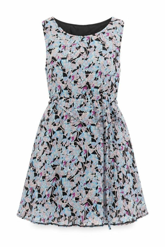 Front view of Max C women’s multicoloured floral polyester fit & flare, size M, scoop neck pullover