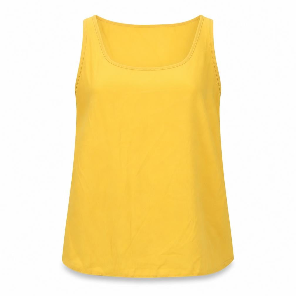 Primark Womens Yellow Polyester Basic Tank Size 12 Scoop Neck