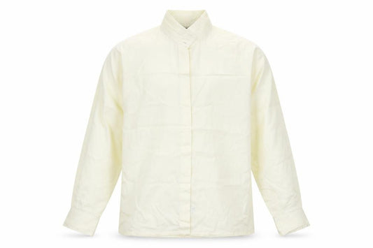 Front view of The Collar Company men’s yellow cotton button-up, size S, collared button