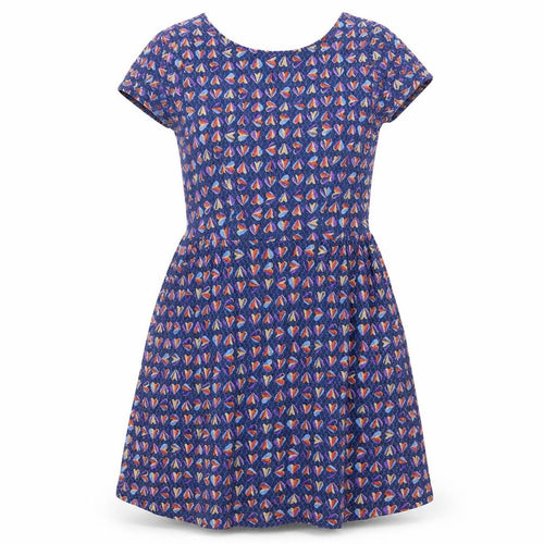 NEXT Womens Blue Geometric Cotton Skater Dress Size 12 Scoop Neck Pullover