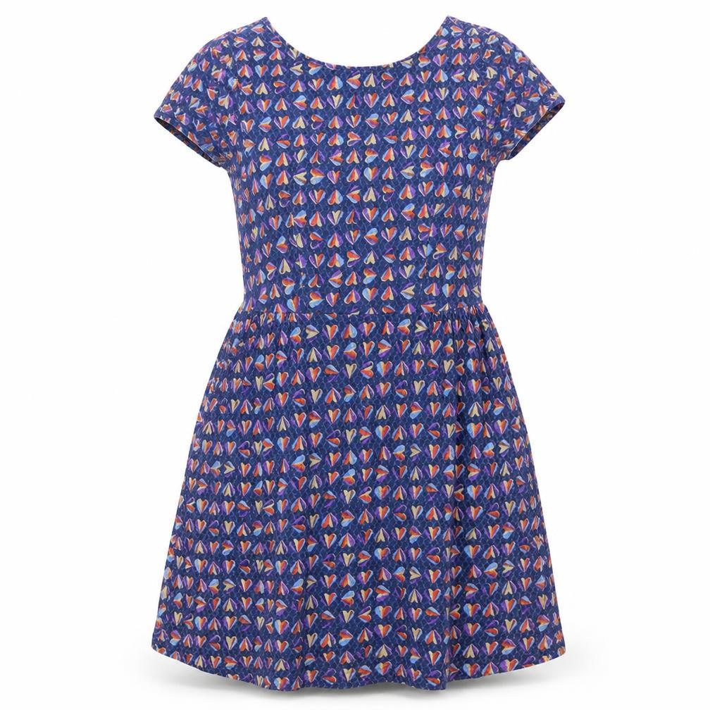 NEXT Womens Blue Geometric Cotton Skater Dress Size 12 Scoop Neck Pullover