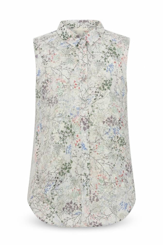 H&M Womens White Geometric Polyester Basic Button-Up Size 6 Collared - Leaf Print