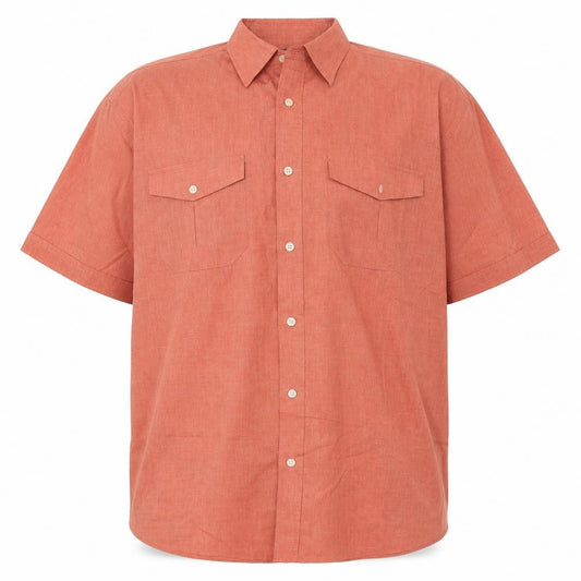 Premier Mens Orange Polyester Button-Up Size L Collared Button